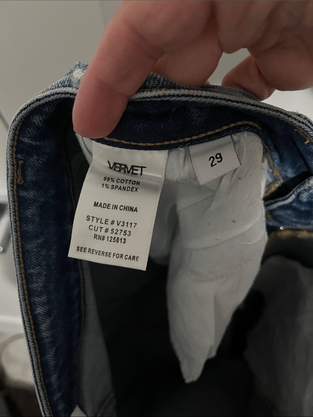 Vervet Size 29 Blue Straight Leg Boyfriend Patchwork Distressed Jeans - Picture 7 of 8
